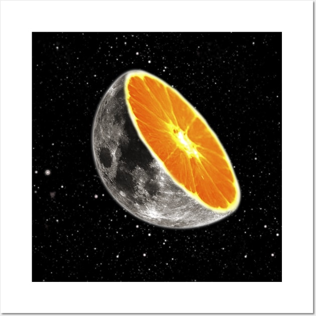 Lunar Moon Orange Fruit Slice Abstract with Stars Wall Art by Jahmar Anderson